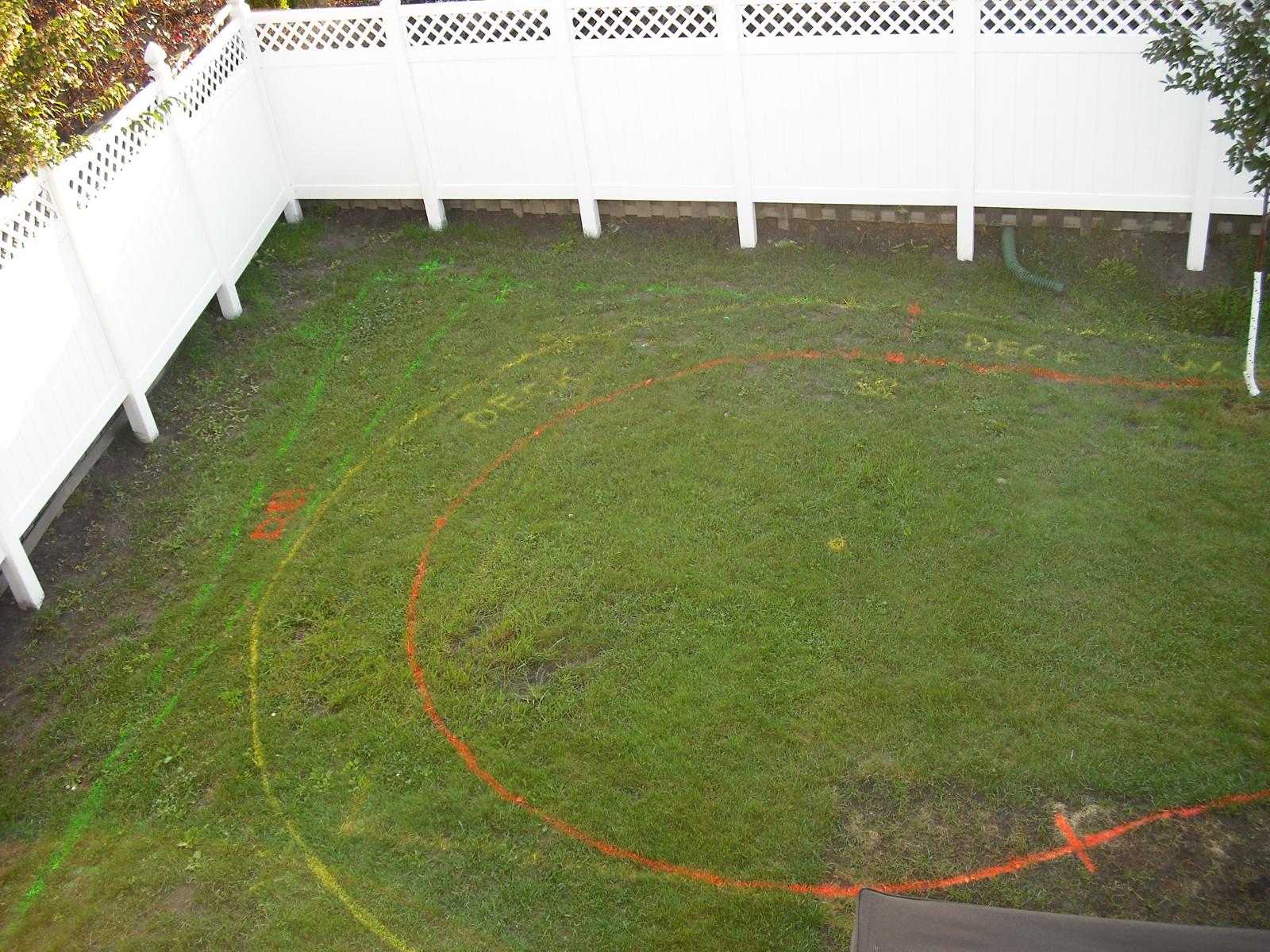 An alternate view of the backyard layout before construction.